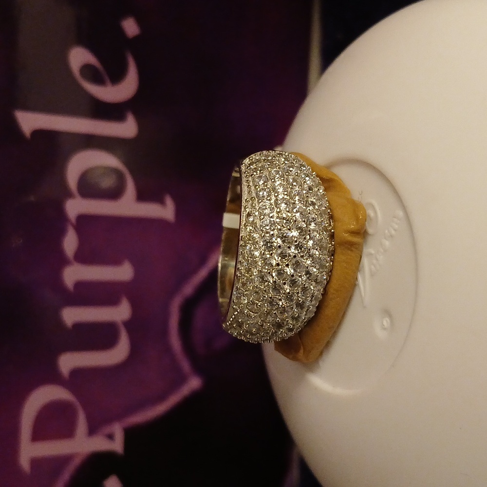 2231434-7.  Simulated Diamond Domed 925 Sterling Silver Ring, size 7